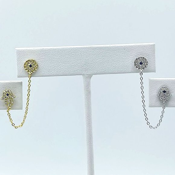 Evil Eye Hamsa Earrings (925) SOLD INDIVIDUALLY! - Picture 1 of 4